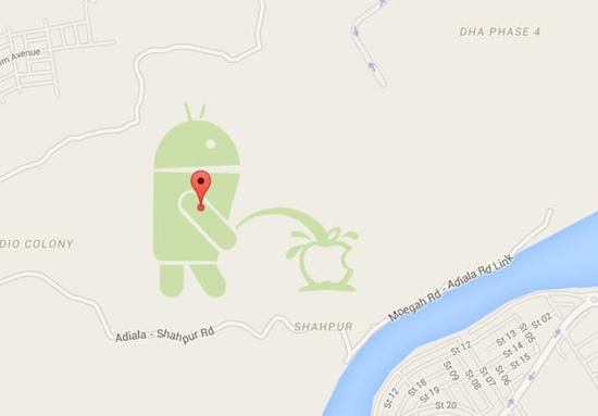 “Android機器人對著蘋果圖標尿尿”的惡搞事件